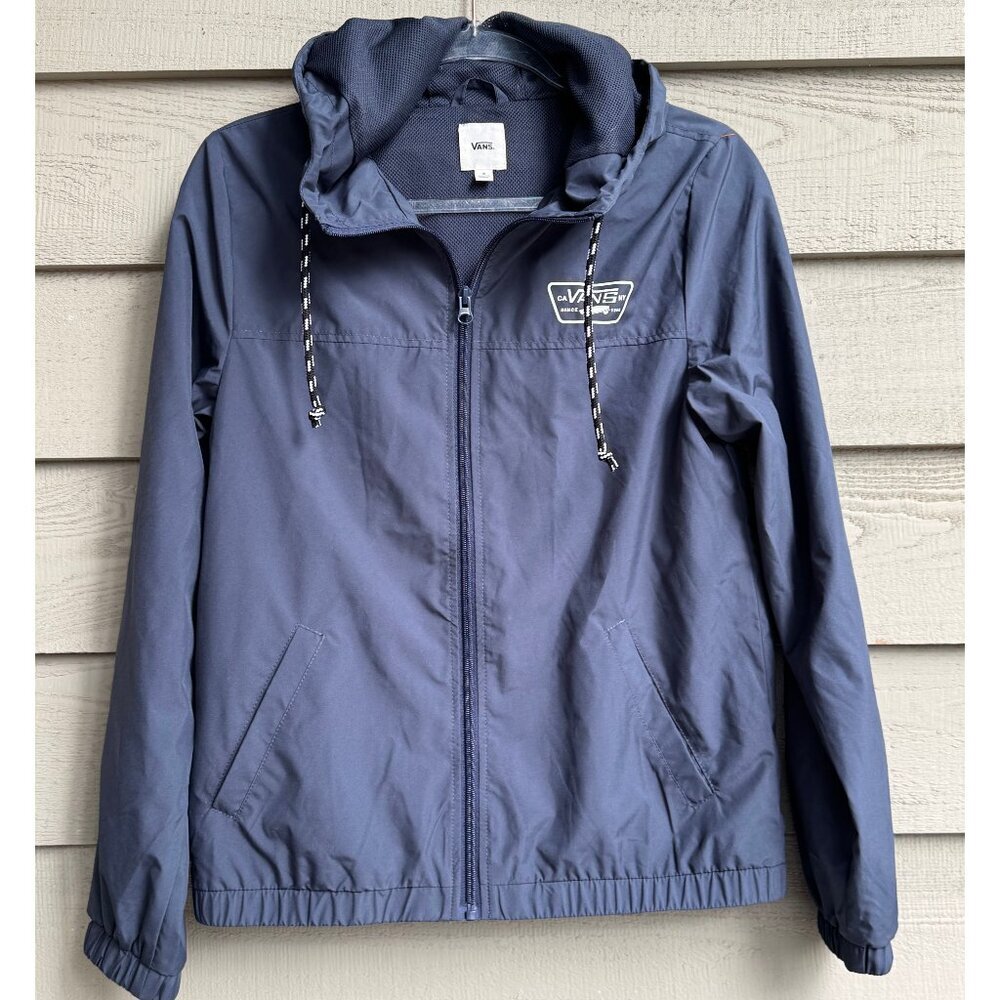 Vans Navy Hooded Windbreaker Full Zip Mesh Lined Jacket Size S